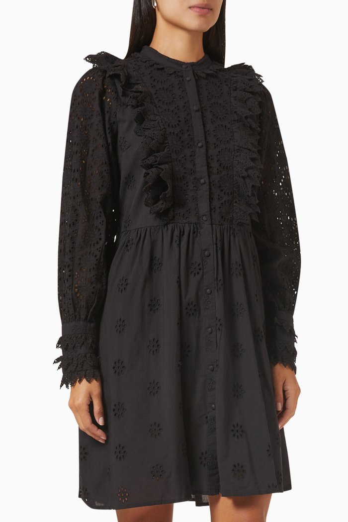 

Yasabiri Mini Dress in Organic Cotton, Black