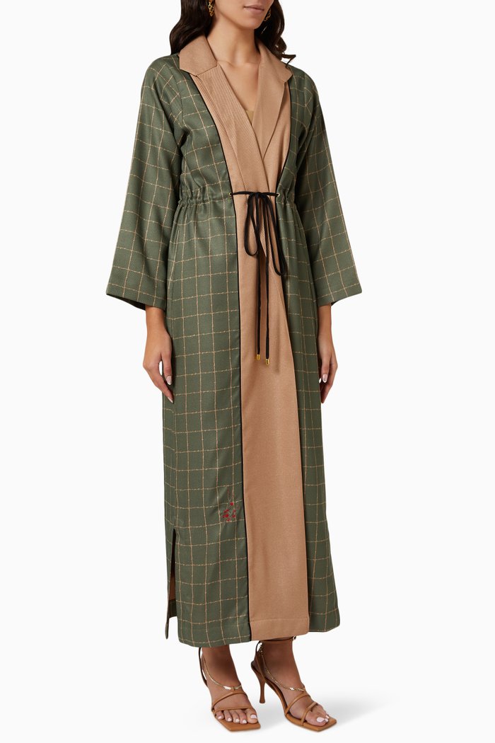 

Checked Abaya in Tencel, Green