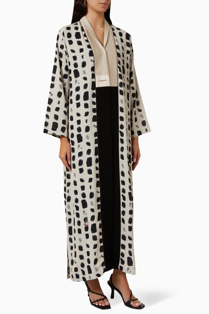 

Printed Abaya in Crepe, White