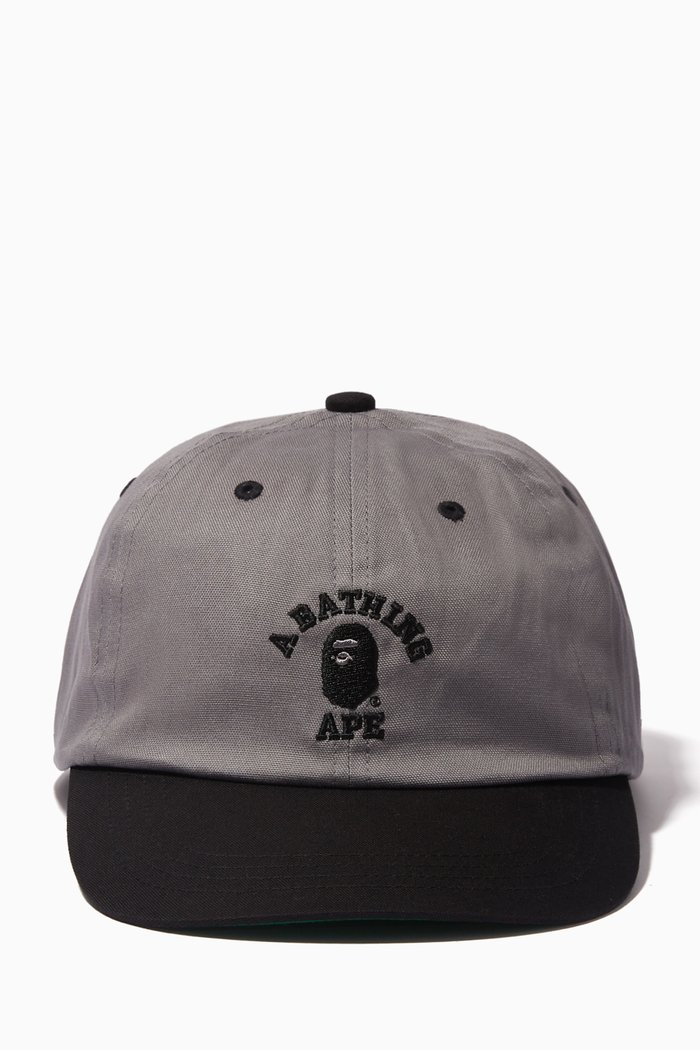 

College Panel Baseball Cap in Canvas, Grey