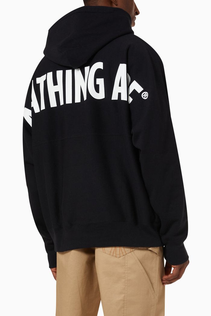Logo Loose-fit Hoodie in Cotton Terry, Black