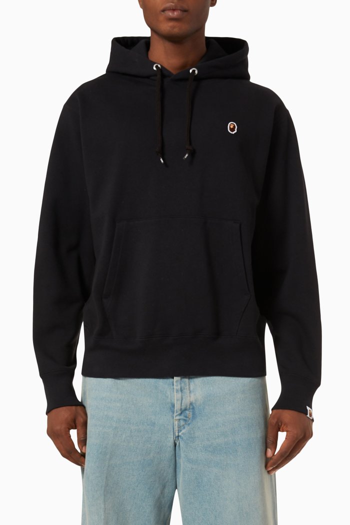 

Ape Head One Point Relaxed-fit Hoodie in Cotton Terry, Black