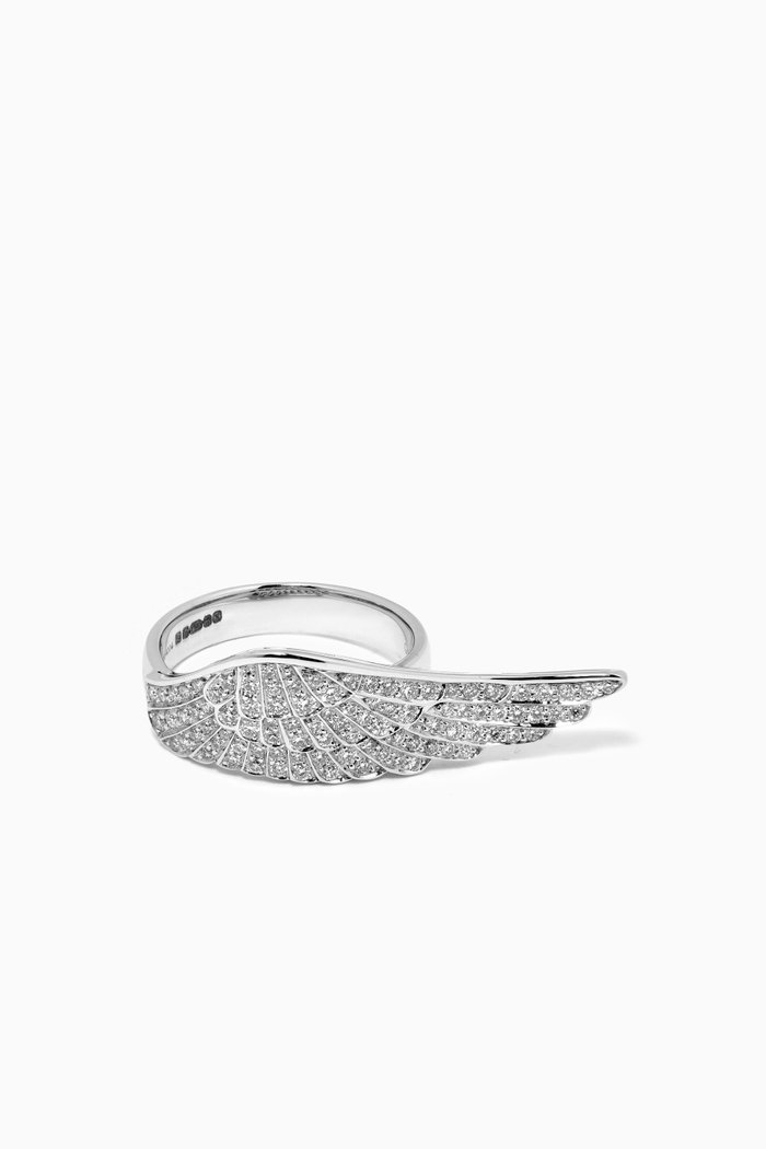 Classic Wings Diamond Ring in 18kt White Gold