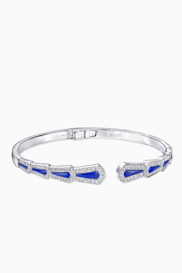 

Fanfare Symphony Diamond & Lapis Lazuli Bangle in 18kt White Gold, Blue