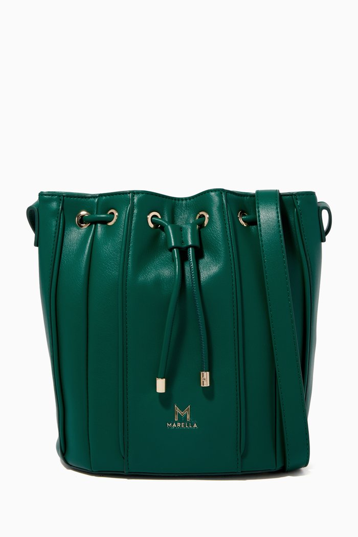 

Medium Monia Bucket Bag in Faux Leather, Green
