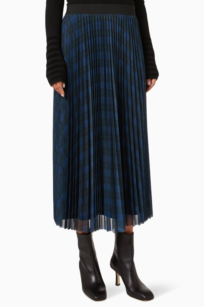 

Fresco Pleated Midi Skirt in Tulle, Blue