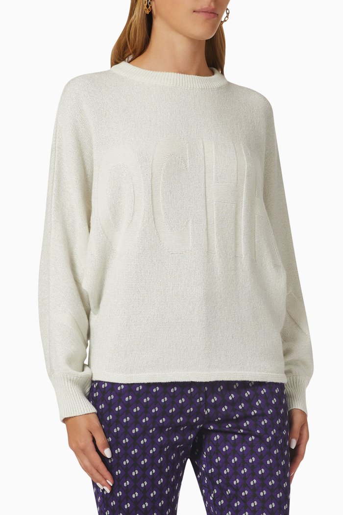 

Mirca Intarsia-logo Sweater in Cashmere-wool knit, White