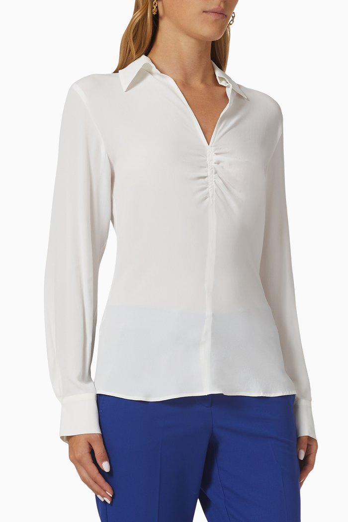 Alloro Ruched Top in Silk-crêpe, Neutral