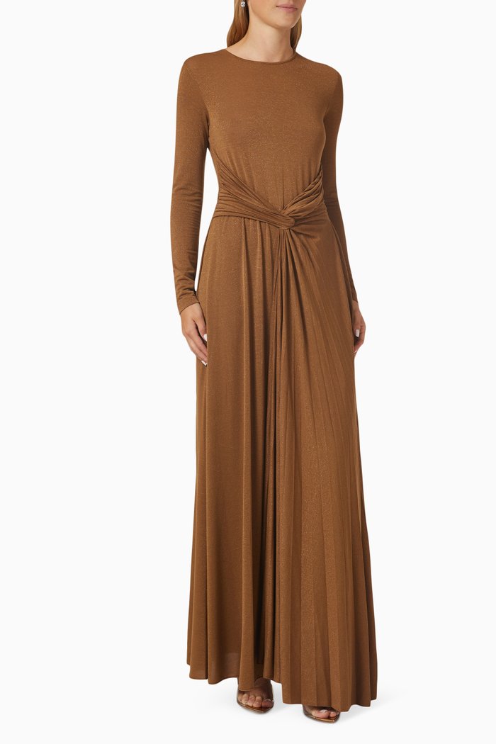 

Altea Twisted-front Maxi Dress in Lurex-jersey, Brown