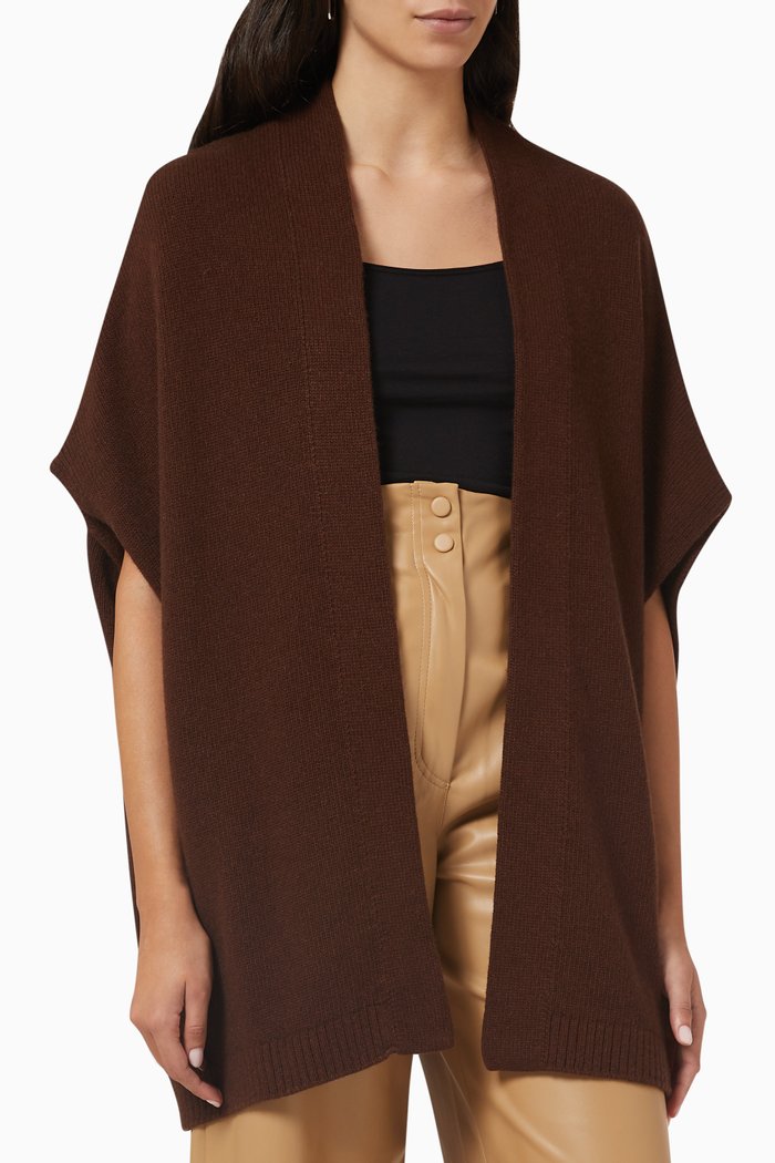 

Nevada Poncho Cardigan in Wool-knit, Brown