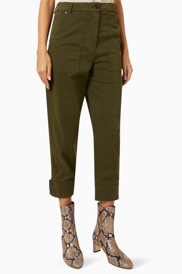 

Valle Cropped Utility Pants in Stretch-cotton, Brown