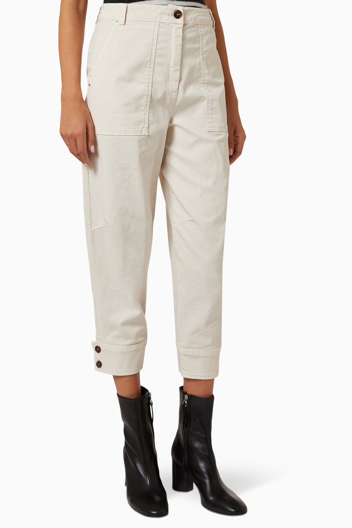 

Valle Cropped Utility Pants in Stretch-cotton, Neutral