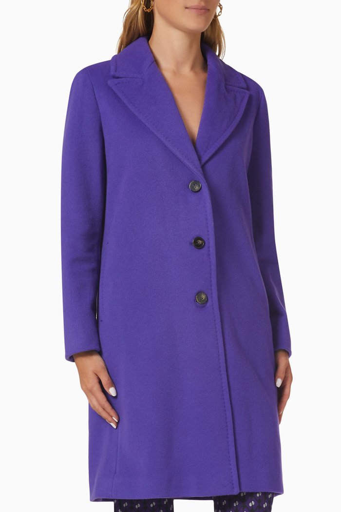 Renna Single-breasted Coat in Velour, Purple