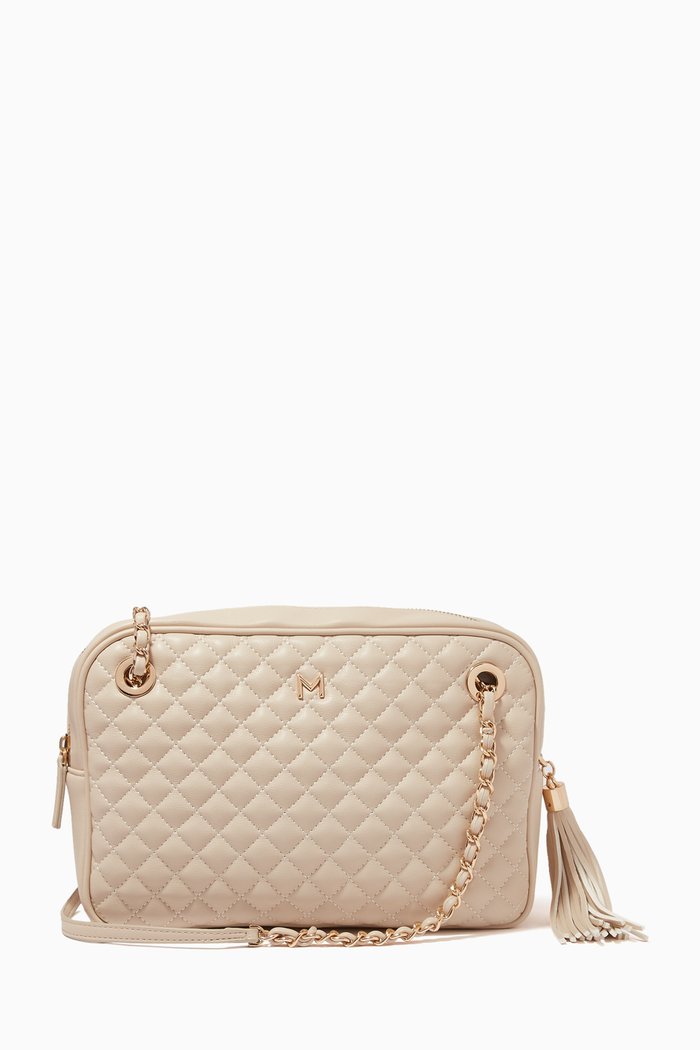 Medium Inchino Quilted Shoulder Bag in Faux Leather, White