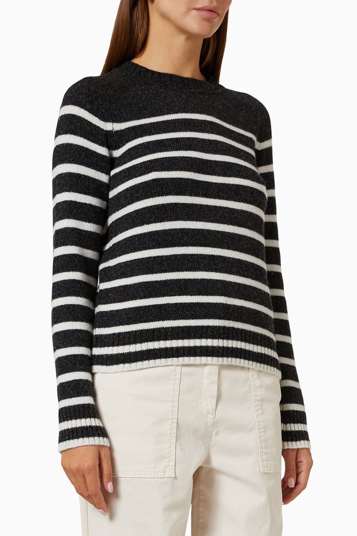 

Opale Striped Sweater in Cashmere-blend, Grey
