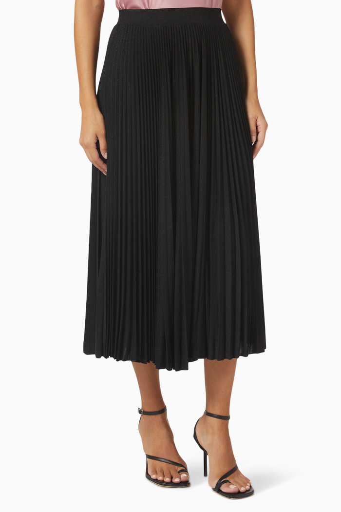 

Albina Pleated Midi Skirt in Viscose-jersey, Black
