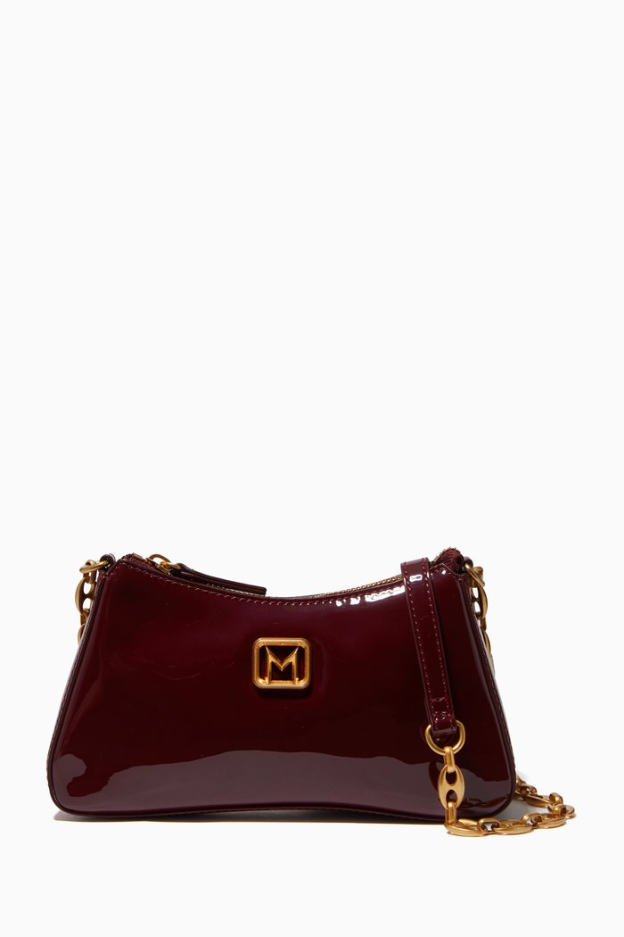 

Small Mano Shoulder Bag in Patent Faux-leather, Red