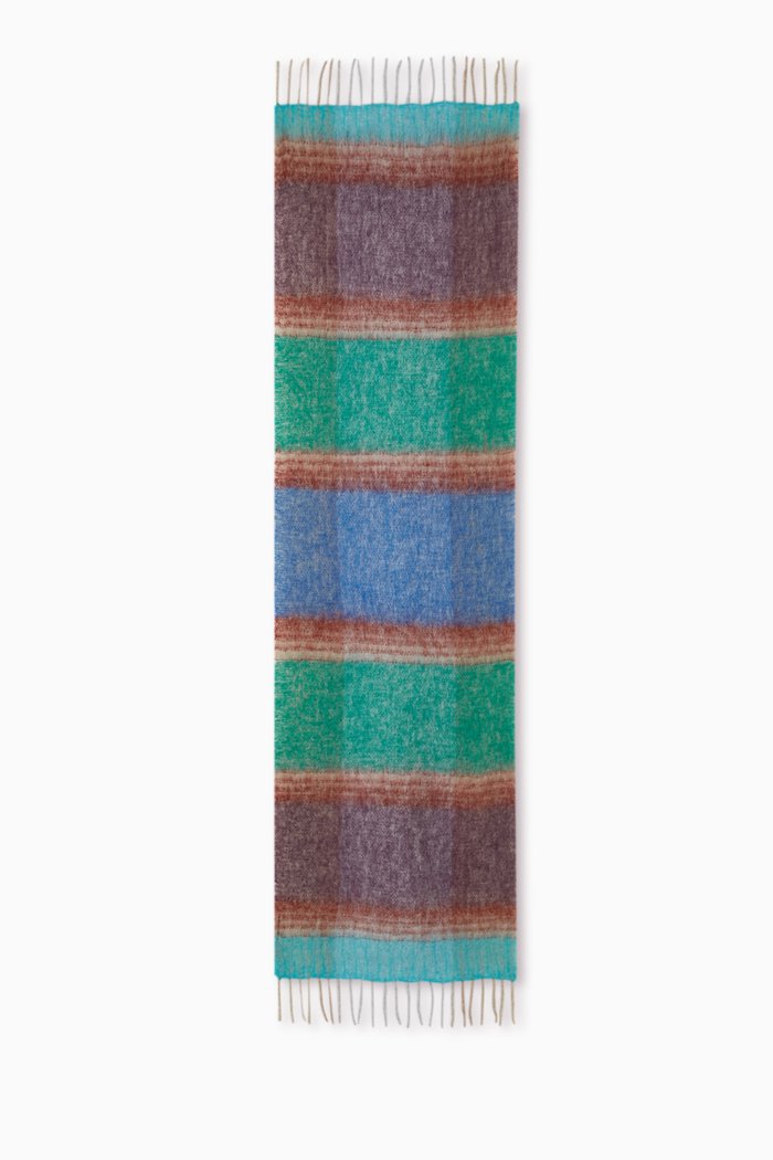 

Attila Fringed Scarf in Wool-blend Bouclé, Green