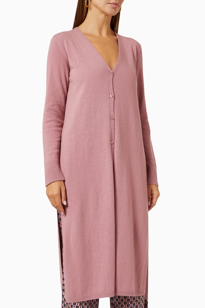 

Rosa Long Cardigan in Cashmere-blend, Pink