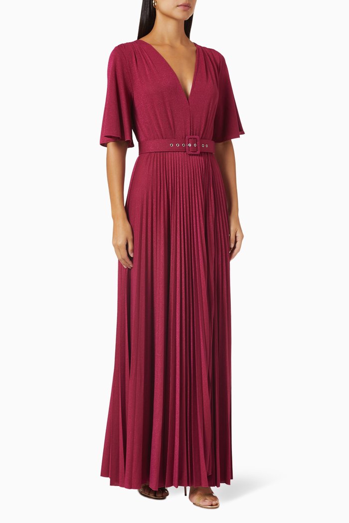 

Dire Pleated Maxi Dress in Lurex-jersey, Burgundy