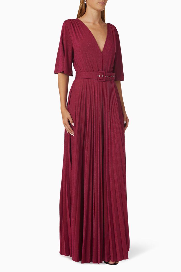 

Dire Pleated Maxi Dress in Lurex-jersey, Red