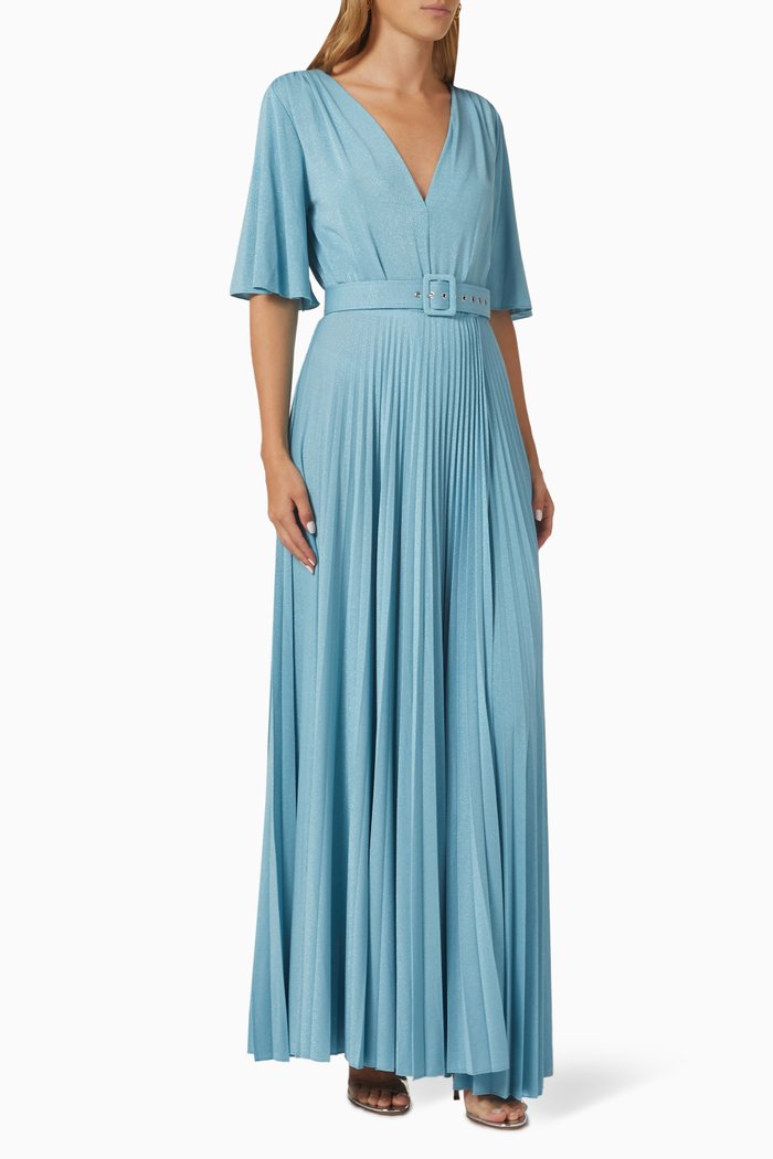 

Dire Pleated Maxi Dress in Lurex-jersey, Blue