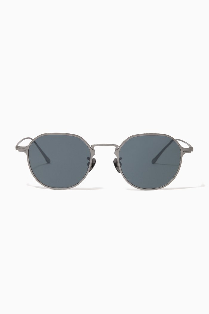 

Round Frame Sunglasses in Matte Metal, Blue