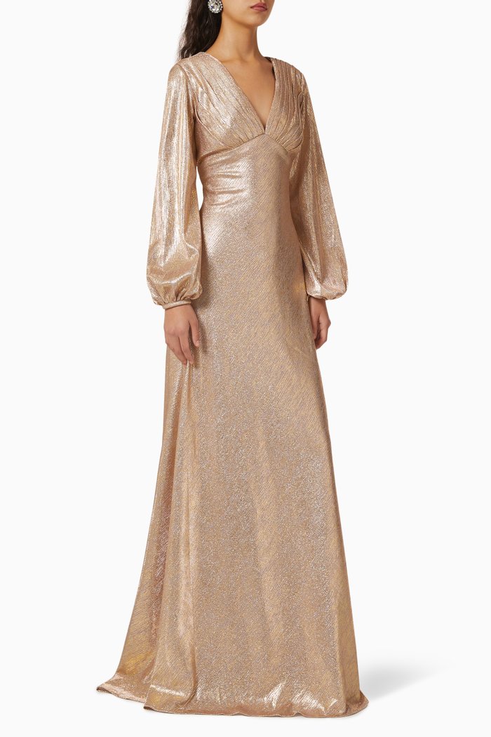 

Long-sleeve Maxi Dress, Gold