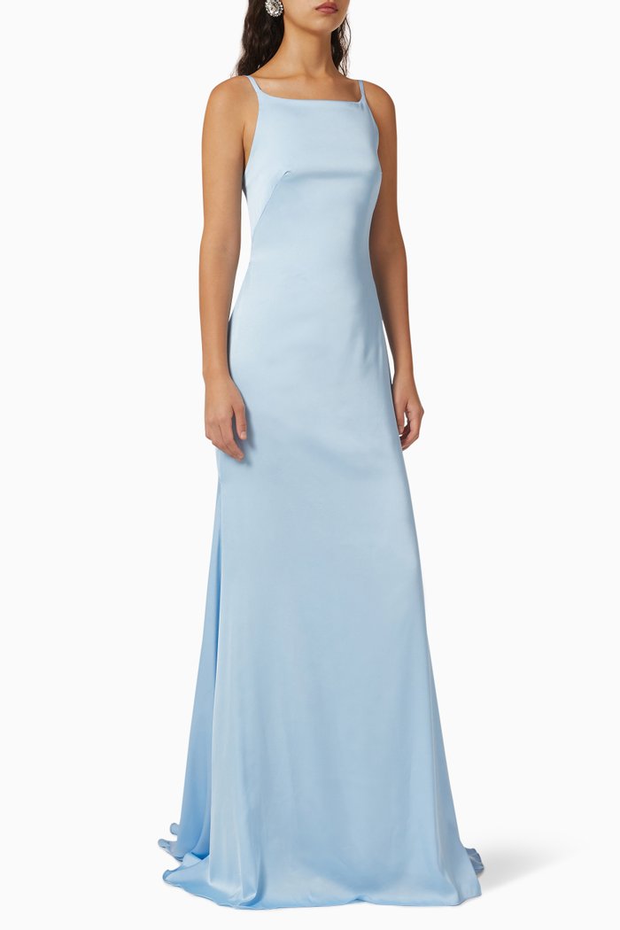 

Open-back Maxi Dress in Satin, Blue