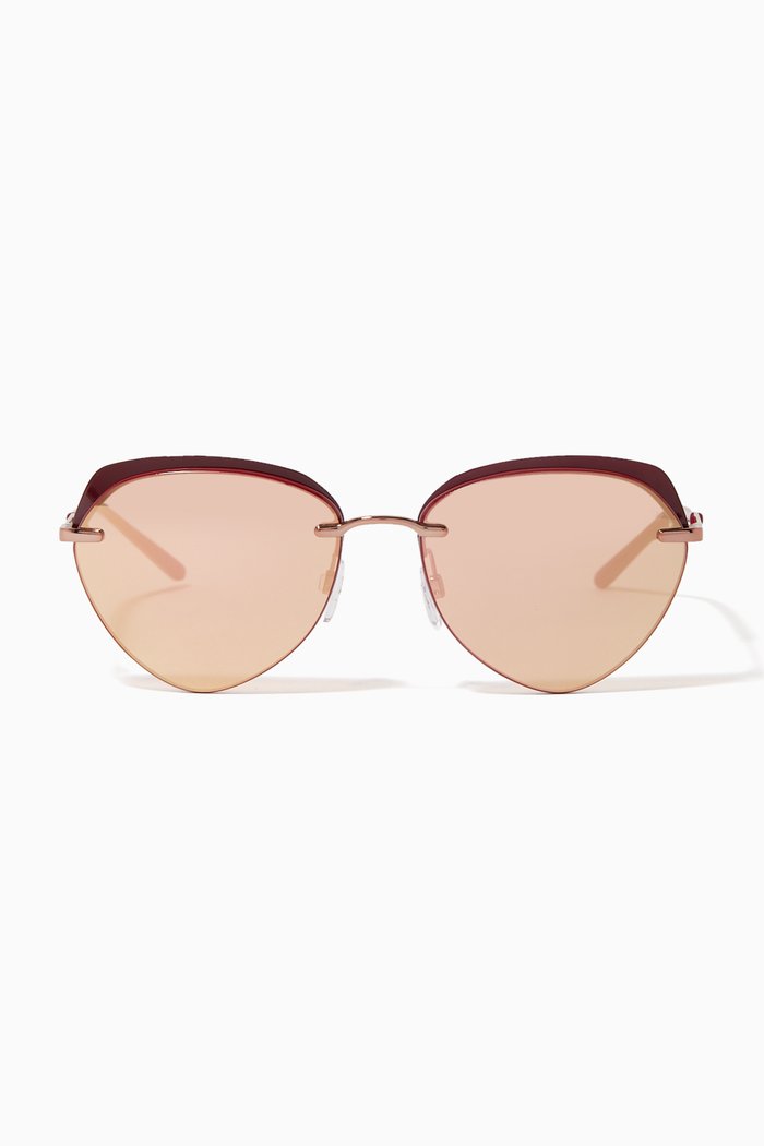 

Round Frame Sunglasses in Metal, Pink