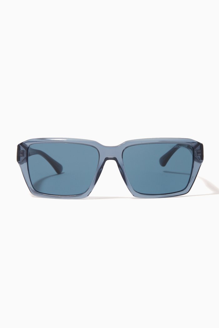 

Rectangular Frame Sunglasses in Acetate, Blue