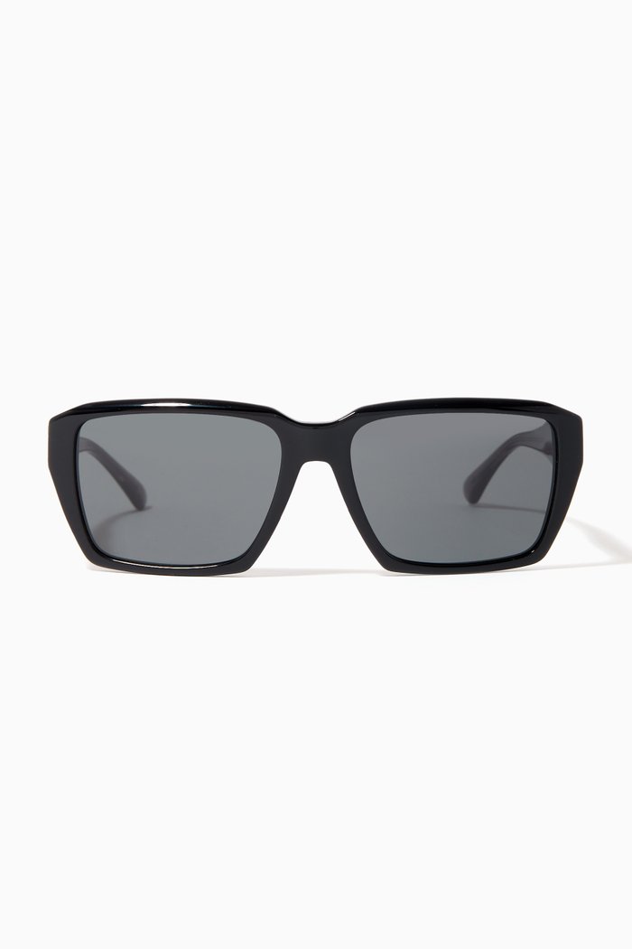 

Rectangular Frame Sunglasses in Acetate, Grey