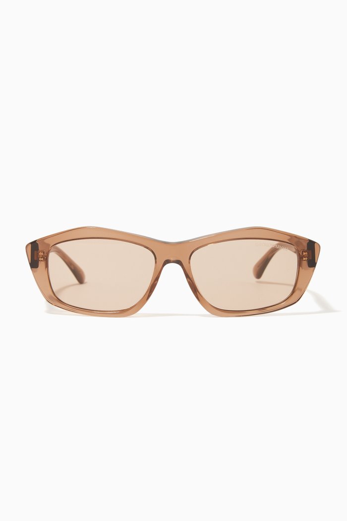 

Rectangular Frame Sunglasses in Acetate, Brown