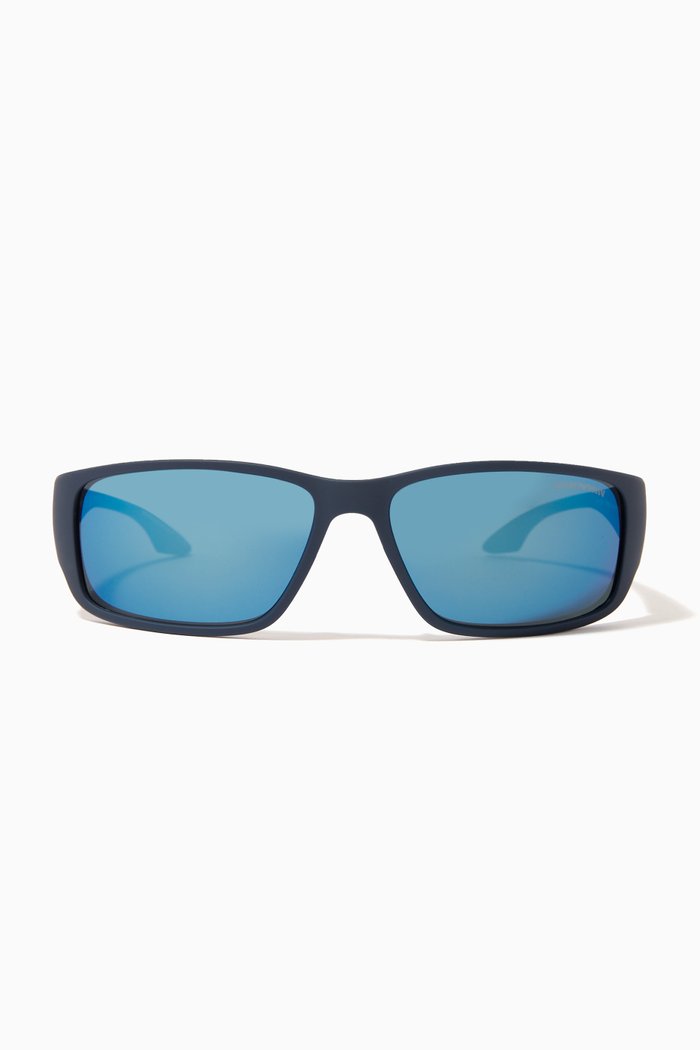 Rectangular Frame Sunglasses in Acetate, Blue