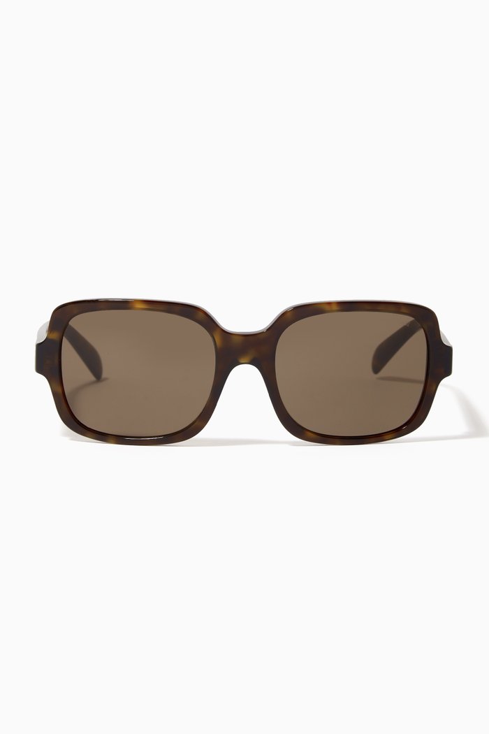 Square Frame Sunglasses in Acetate, Brown