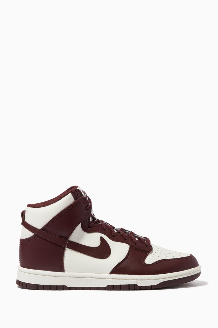 

Dunk High-top Sneakers in Leather, Burgundy
