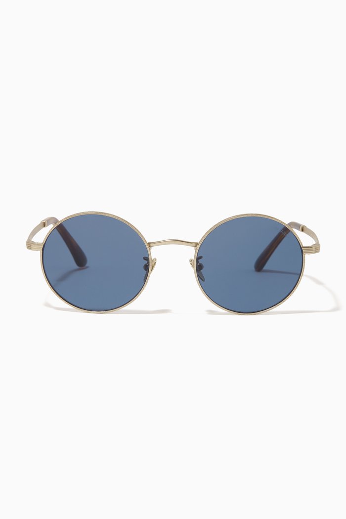 

Round Frame Sunglasses in Matte Metal, Blue
