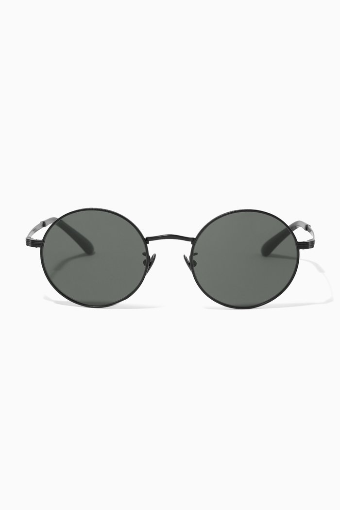 

Round Frame Sunglasses in Matte Metal, Grey