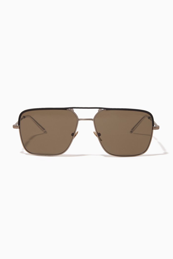 

Square Frame Sunglasses in Metal, Brown