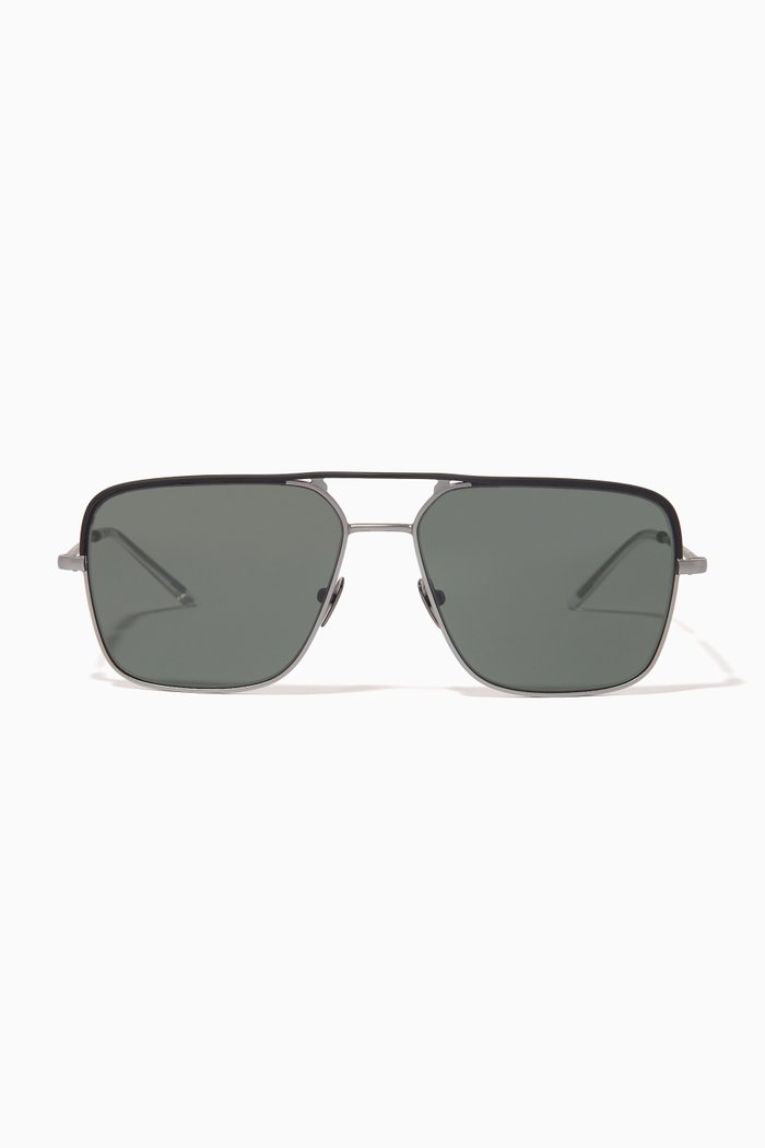 Square Frame Sunglasses in Metal, Grey