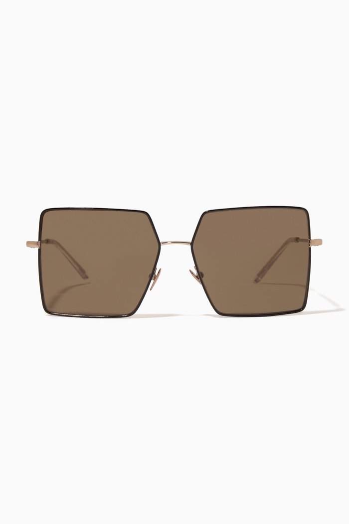 

Square Frame Sunglasses in Metal, Brown