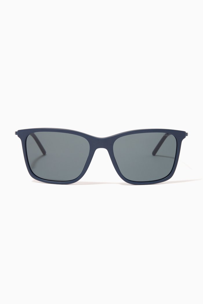 D-frame Sunglasses in Acetate & Metal, Blue