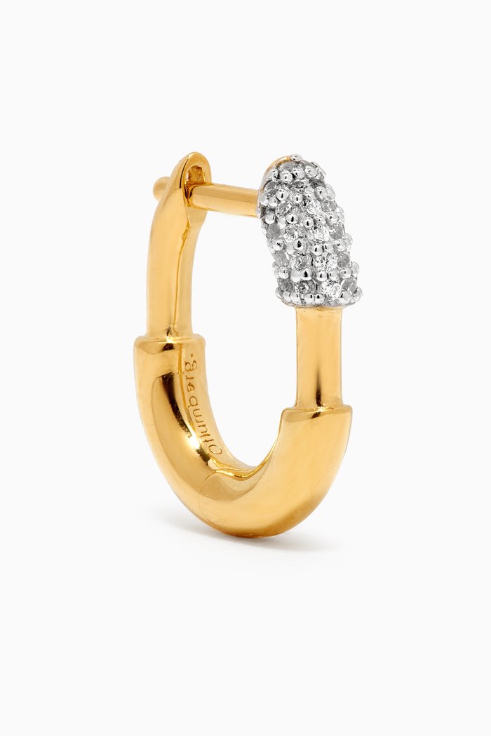 

Small Staple Pavé Single Hoop Earring in Yellow Gold Vermeil