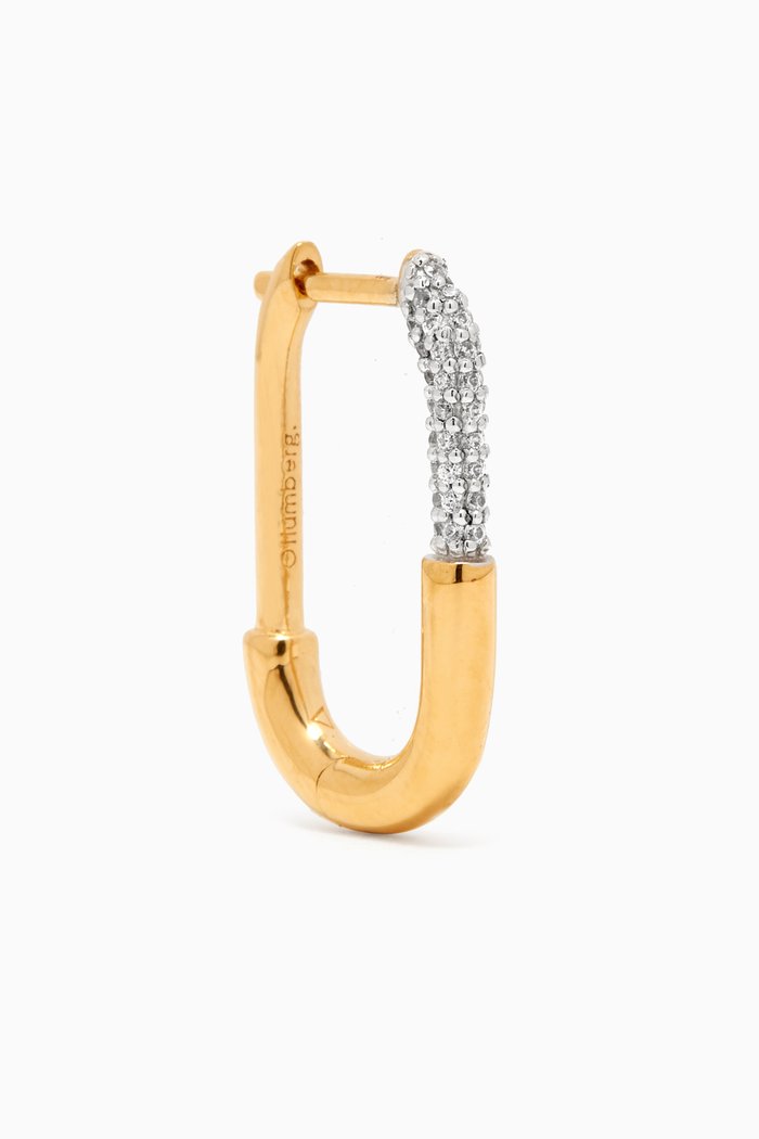 

Staple Pavé Single Hoop Earring in Yellow Gold Vermeil