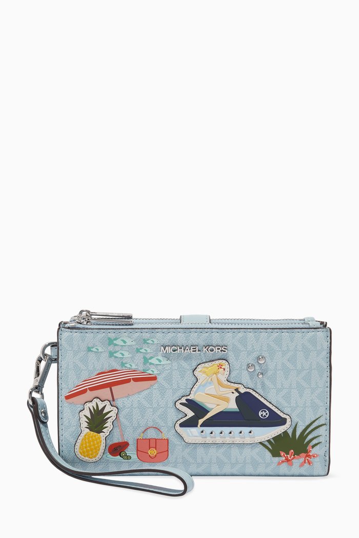 

Jet Set Double P. Ocean Wristlet in Coated-canvas, Blue