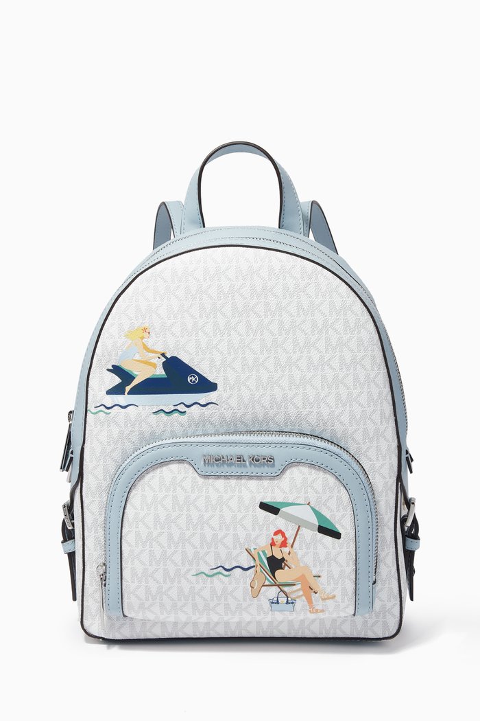 

Medium Jaycee Jet Set Girls Printed Backpack in Coated-canvas, White