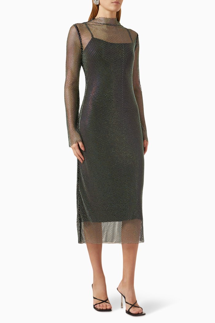 

Love Language Midi Dress in Mesh, Black