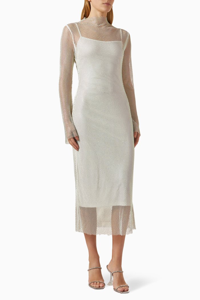 

Love Language Midi Dress in Mesh, White