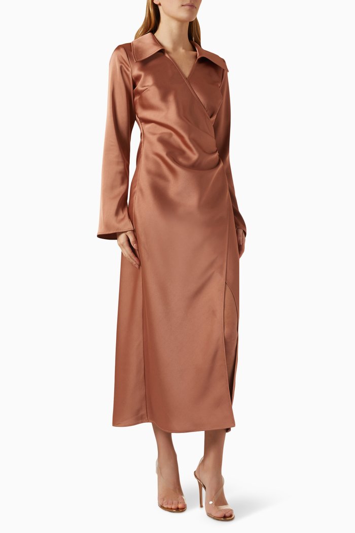 

Be Honest Dress in Satin, Brown