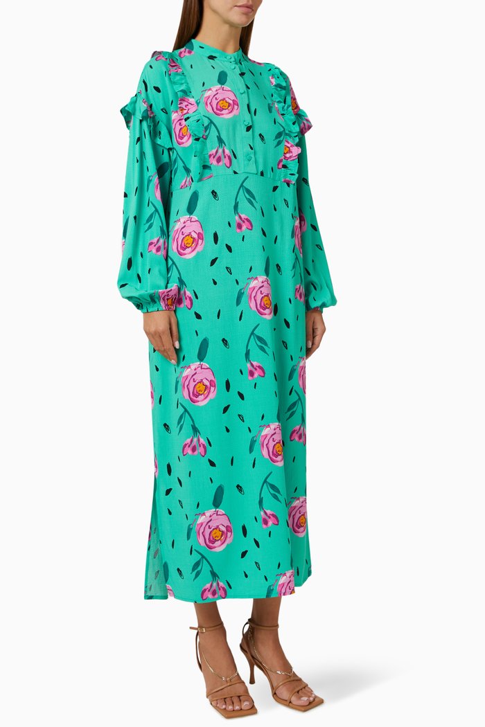 

Yasseaflower Maxi Dress in Sustainable Viscose, Green